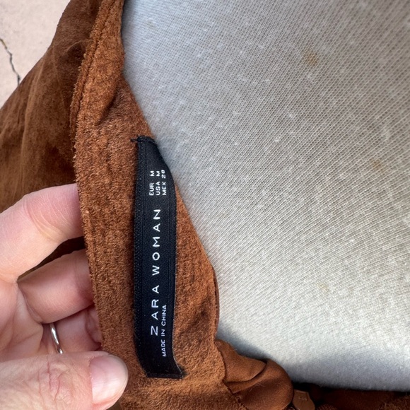 ZARA WOMAN Genuine Suede Embroidered Mini Skirt – Size M - Picture 4 of 4